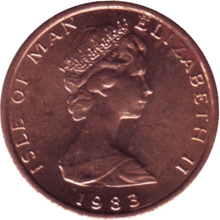 Монета 1/2 цента. 1983 год, Остров Мэн. Атлантическая сельдь.