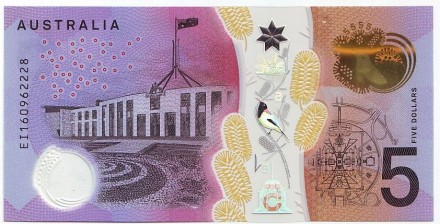 Банкнота 5 долларов. 2016 год, Австралия. Банкнота 5 долларов. 2016 год, Австралия.