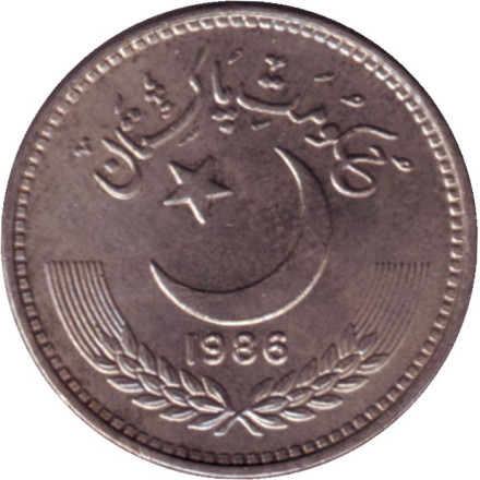 Монета 50 пайсов. 1986 год, Пакистан. Монета 50 пайсов. 1986 год, Пакистан.