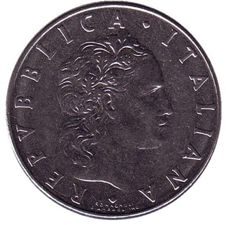 Монета 50 лир. 1981 год, Италия. Бог огня Вулкан у наковальни. Монета 50 лир. 1981 год, Италия. Бог огня Вулкан у наковальни.