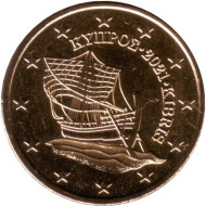 Монета 50 центов. 2021 год, Кипр. Монета 50 центов. 2021 год, Кипр.