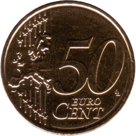 Монета 50 центов. 2021 год, Кипр. Монета 50 центов. 2021 год, Кипр.