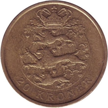 Монета 20 крон. 2005 год, Дания.