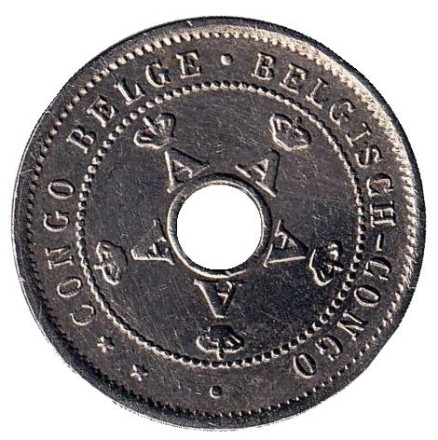 Монета 5 сантимов. 1911 год, Бельгийское Конго. Монета 5 сантимов. 1911 год, Бельгийское Конго.