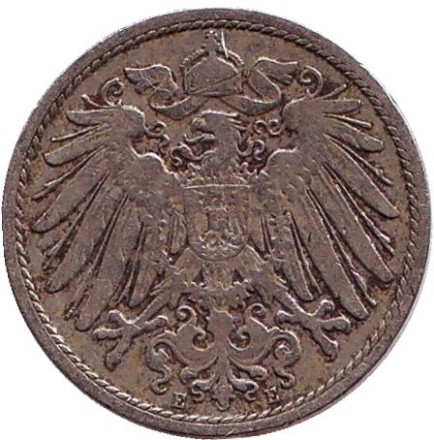 Монета 10 пфеннигов. 1900 год (E), Германская империя.