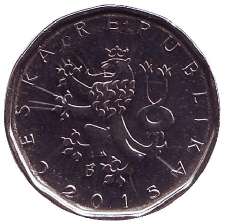 Монета 2 кроны. 2015 год, Чехия. UNC. Монета 2 кроны. 2015 год, Чехия. UNC.