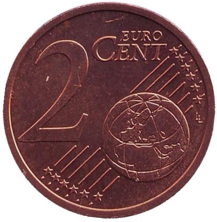 Монета 2 цента. 2003 год (J), Германия. Монета 2 цента. 2003 год (J), Германия.