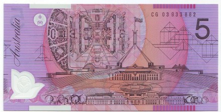 Банкнота 5 долларов. 2002 год, Австралия.