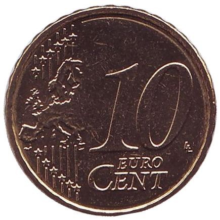 Монета 10 центов. 2014 год, Кипр. Монета 10 центов. 2014 год, Кипр.
