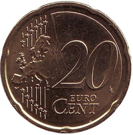 Монета 20 евроцентов. 2010 год, Нидерланды. Монета 20 евроцентов. 2010 год, Нидерланды.