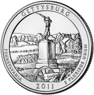Монета 25 центов (P). 2011 год, США. Национальный парк Геттисберг. Парк № 6. Монета 25 центов (P). 2011 год, США. Национальный парк Геттисберг. Парк № 6.
