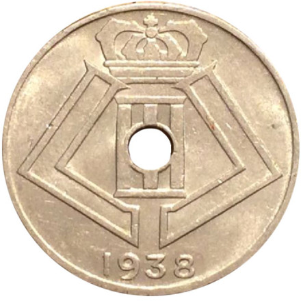 Монета 10 сантимов. 1938 год, Бельгия.