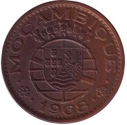 Монета 1 эскудо. 1968 год, Мозамбик в составе Португалии.