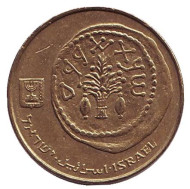 Монета 5 агор. 1987 год, Израиль. Древняя монета. Монета 5 агор. 1987 год, Израиль. Древняя монета.