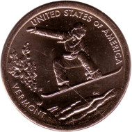 Монета 1 доллар. 2022 год (D), США. Сноуборд. Серия "Американские инновации". Монета 1 доллар. 2022 год (D), США. Сноуборд. Серия "Американские инновации".