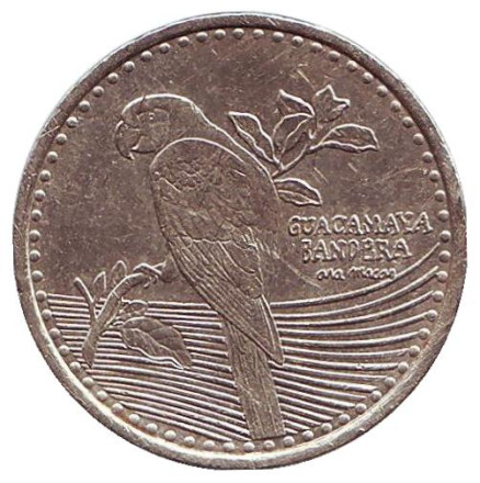 Монета 200 песо. 2012 год, Колумбия. Красный ара.