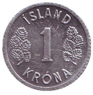 Монета 1 крона. 1980 год, Исландия. Монета 1 крона. 1980 год, Исландия.