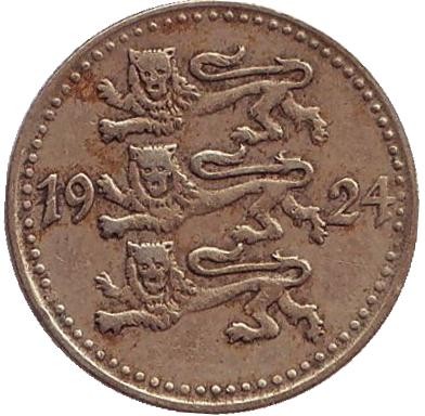 Монета 1 марка. 1924 год, Эстония.