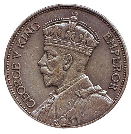 Монета 1 флорин. 1935 год, Фиджи. Монета 1 флорин. 1935 год, Фиджи.