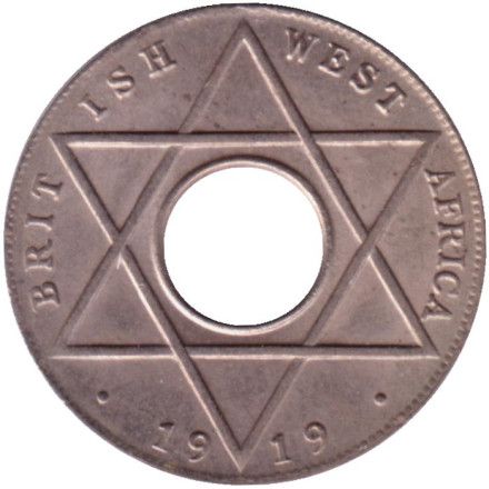 Монета 1/10 пенни. 1919 год, Британская Западная Африка. (Отметка монетного двора: "H"). Монета 1/10 пенни. 1919 год, Британская Западная Африка. (Отметка монетного двора: "H").
