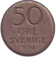 Монета 50 эре. 1962 год, Швеция. Монета 50 эре. 1962 год, Швеция.
