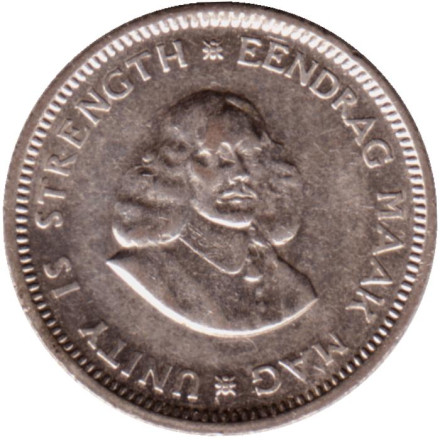 Монета 5 центов. 1963 год, ЮАР. Монета 5 центов. 1963 год, ЮАР.