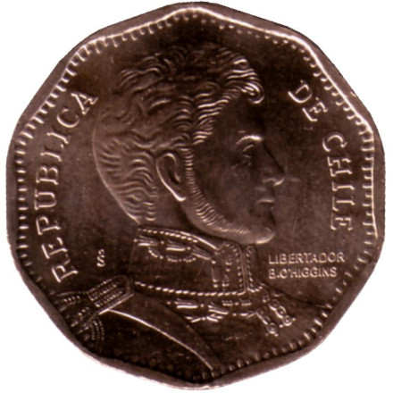 Монета 50 песо. 2022 год, Чили. Бернардо О’Хиггинс.