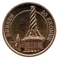 Монета 20 крон. 2003 год, Дания. Башня Фондовой биржи Борсен в Копенгагене. BU. Монета 20 крон. 2003 год, Дания. Башня Фондовой биржи Борсен в Копенгагене. BU.