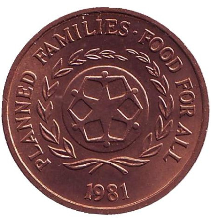 Монета 2 сенити. 1981 год, Тонга. Растение.