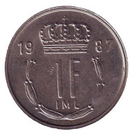 Монета 1 франк. 1987 год, Люксембург. Монета 1 франк. 1987 год, Люксембург.