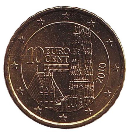 Монета 10 центов, 2010 год, Австрия.