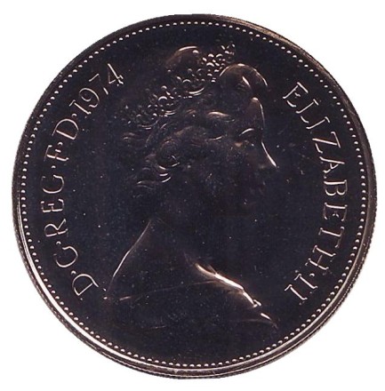 Монета 10 пенсов. 1974 год, Великобритания. Proof. Лев. Монета 10 пенсов. 1974 год, Великобритания. Proof. Лев.