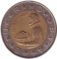 Монета 100 эскудо. 1989 год, Португалия. Педру Нуниш. Монета 100 эскудо. 1989 год, Португалия. Педру Нуниш.