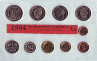 Набор монет ФРГ (10 шт.). 1984 год. (G). Набор монет ФРГ (10 шт.). 1984 год. (G).