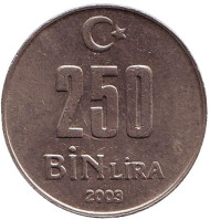 Монета 250000 лир. 2003 год, Турция. Монета 250000 лир. 2003 год, Турция.