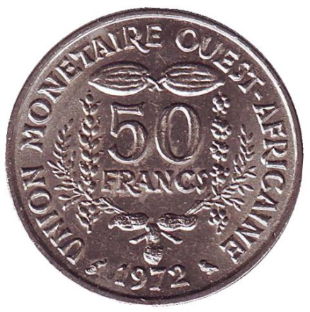 Монета 50 франков. 1972 год, Западные Африканские штаты.