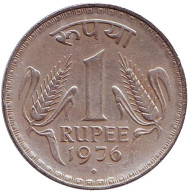 Монета 1 рупия. 1976 год, Индия. ("♦" - Бомбей).