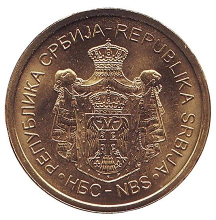 Монета 5 динаров. 2014 год, Сербия. UNC. Крушедольский монастырь.