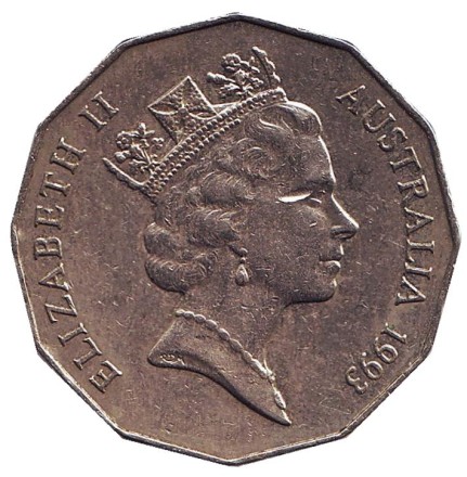 Монета 50 центов. 1993 год, Австралия. Монета 50 центов. 1993 год, Австралия.