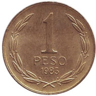 Монета 1 песо. 1985 год, Чили. Бернардо О’Хиггинс. Монета 1 песо. 1985 год, Чили. Бернардо О’Хиггинс.