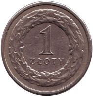 Монета 1 злотый. 1994 год, Польша. Монета 1 злотый. 1994 год, Польша.
