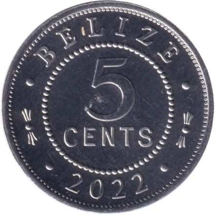 Монета 5 центов. 2022 год, Белиз. Монета 5 центов. 2022 год, Белиз.