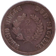 Монета 2 лиры. 1813 год, Неаполитанское королевство. (Французская оккупация). Монета 2 лиры. 1813 год, Неаполитанское королевство. (Французская оккупация).