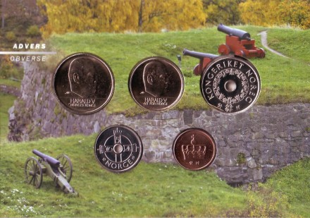 Набор монет Норвегии в буклете (5 шт). 2005 год, Норвегия.