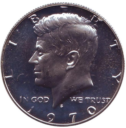 Монета 50 центов. 1970 год (S), США. Джон Кеннеди.
