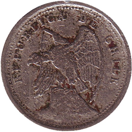 Монета 10 сентаво. 1925 год, Чили. Монета 10 сентаво. 1925 год, Чили.