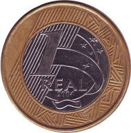 Монета 1 реал. 2004 год, Бразилия. Монета 1 реал. 2004 год, Бразилия.