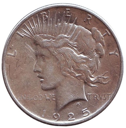 Монета 1 доллар. 1925 год, США. (Без отметки монетного двора) Доллар мира.