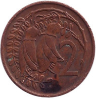 Монета 2 цента. 1975 год, Новая Зеландия. Цветки куаваи.