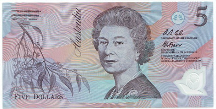 Банкнота 5 долларов. 1992 год, Австралия. (Серия "AA")